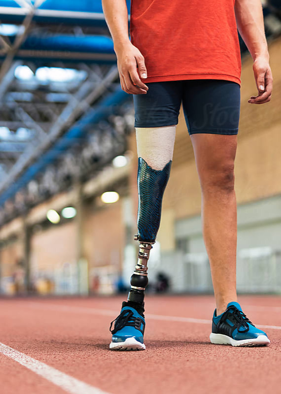 Disabled athlete in gym